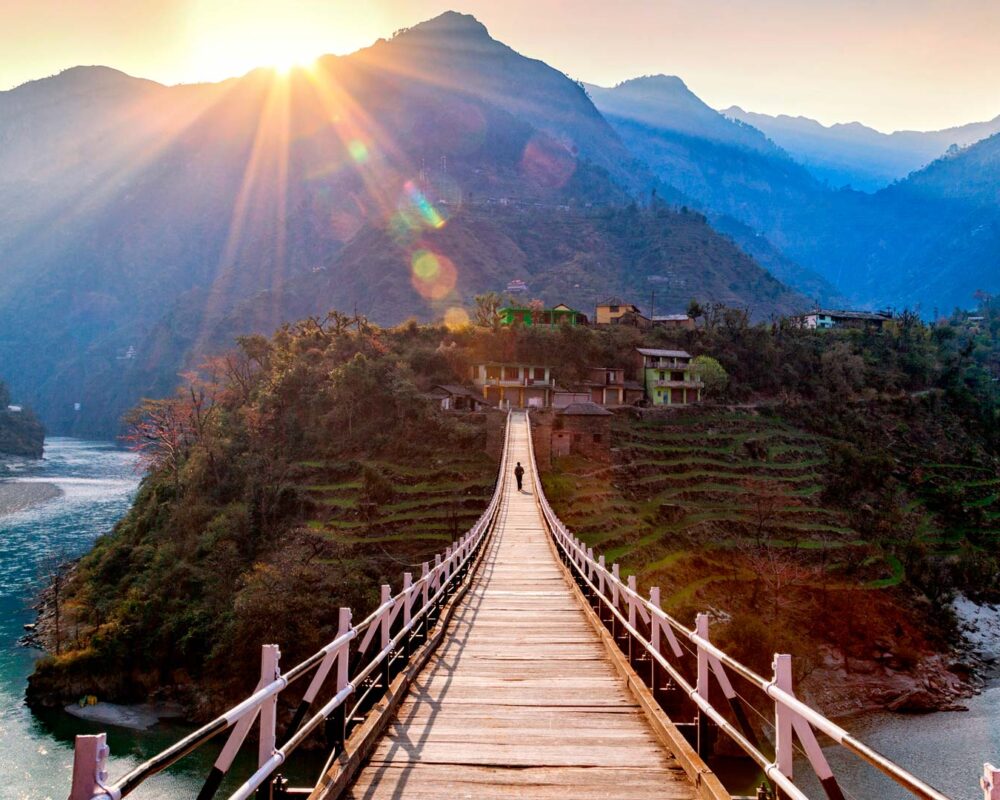 hanging bridge near Manali